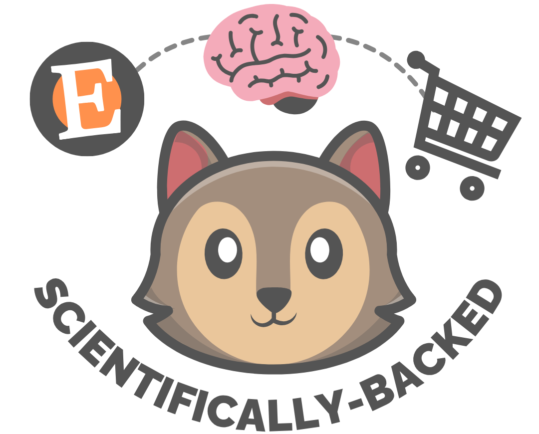 Cartoon wolf icon with Etsy logo, brain, and shopping cart connected by a dotted path, symbolizing scientifically-backed Etsy selling strategies from Handmade Alpha Academy