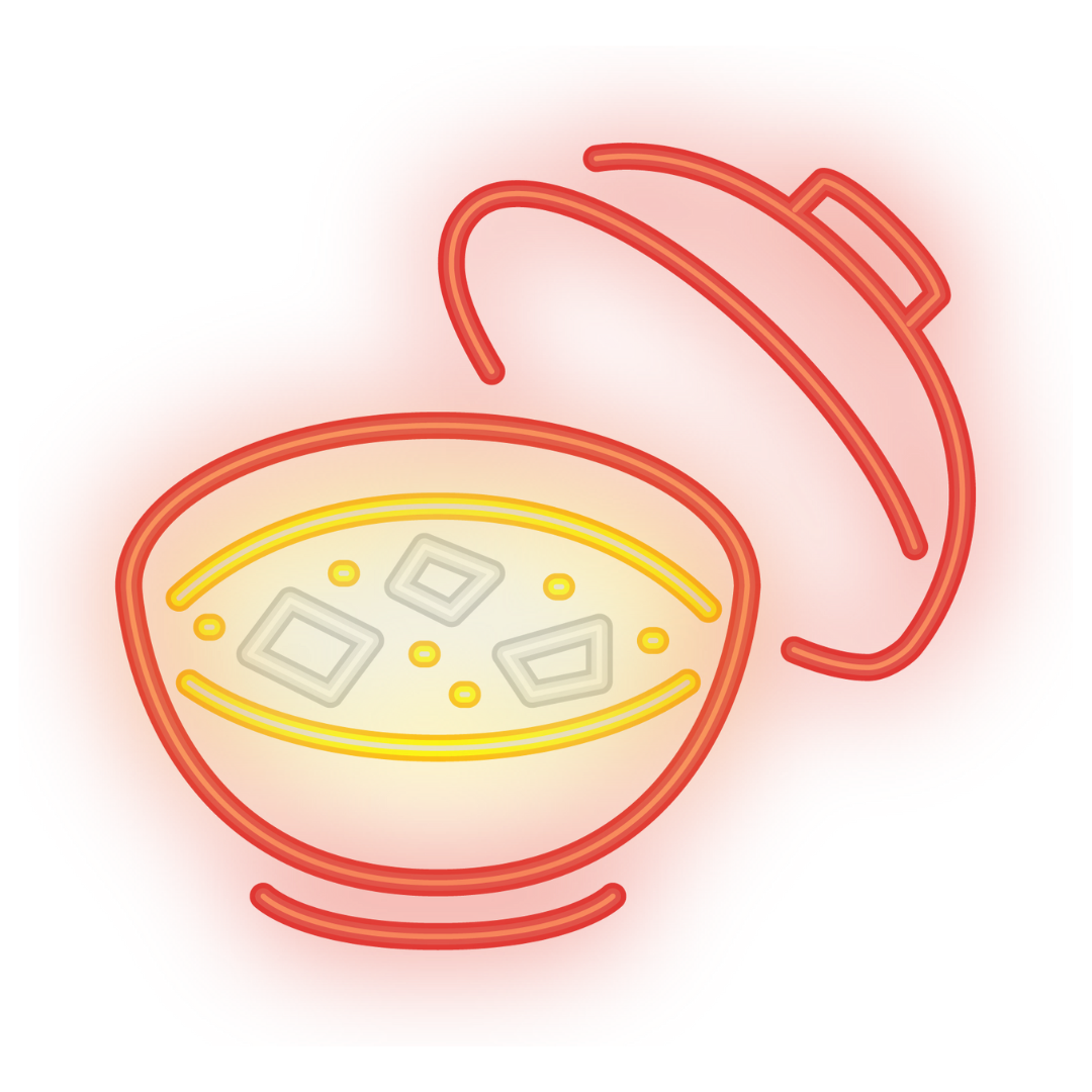 Glowing neon sign style Japanese hot pot